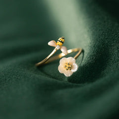 925 Silver Bee Shell Ring for Women